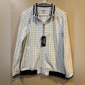 Rhone Men’s Jacket Dune Golf Performance Size Medium White Plaid Full Zip NEW